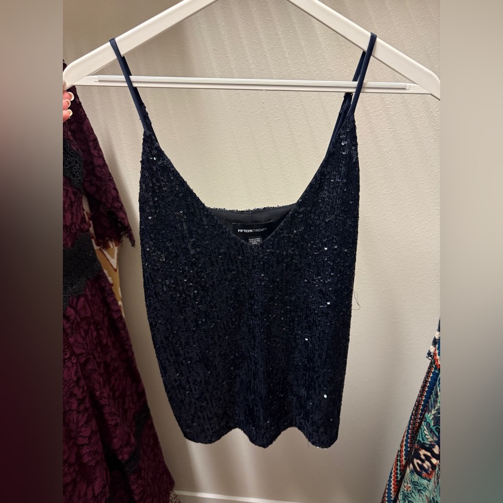 Fifteen Twenty Black Sequin Going Out Camisole